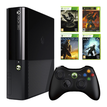 Набор Консоль Microsoft Xbox 360 E 250GB Black Б/У + Игра Xbox Original Halo 2 Английская Версия + Halo: Combat Evolved Anniversary + Halo 4 Русские Субтитры + Halo 3 Английская Версия