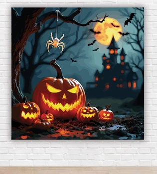 Паперовий плакат на Хелловін / Halloween "Гарбуз та павук" 150х150см