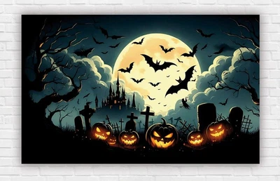 Паперовий плакат на Хелловін / Halloween "Кажани в темному лісі" 100х150см