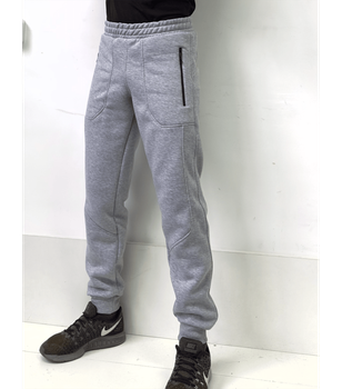 Теплые мужские штаны с карманами на молнии - HECTOR - 30679 - XXL - Светло-серый