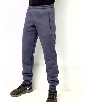 Теплые мужские штаны с карманами на молнии - HECTOR - 30679 - XXL - Grey