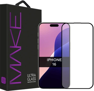 Защитное стекло для смартфона Apple iPhone 16 MAKE Ultra Glass Black (MGU-AI16)