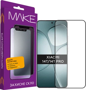 Защитное стекло MAKE для смартфона Xiaomi 14T/14T Pro Black (MGF-X14T/14TP)
