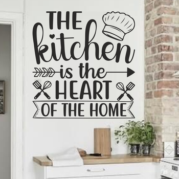 Наклейки інтер'єрні самоклеючі Кухня серце будинку 49х50см The kitchen is the heart Happy Pocket Чорний