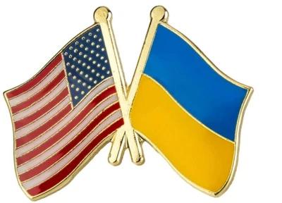 Двойной значок-пин с флагами Украины и США 25 х 19 мм (00102)
