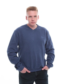 Джемпер чоловічий синій воріт мис великий розмір JP 2303-B-4-V 4XL