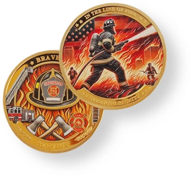 Сувенирная монета «На линии огня / In the Line of Fire» Пожарные GLD