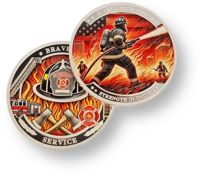 Сувенирная монета «На линии огня / In the Line of Fire» Пожарные SLV