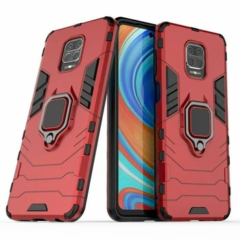 Чехол Iron Ring для Xiaomi Redmi Note 9S бампер противоударный с подставкой кольцом Red
