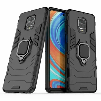 Чехол Iron Ring для Xiaomi Redmi Note 9S бампер противоударный с подставкой кольцом Black