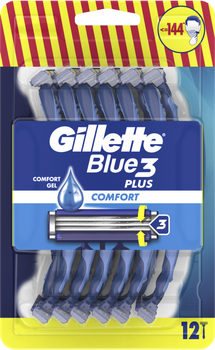 Станки для гоління чоловічі Gillette Blue3 Comfort одноразові 12 шт (8700216148092)