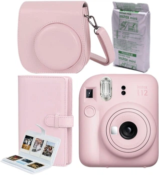 Набор Fujifilm INSTAX Mini 12 Blossom Pink розовая фотокамера мгновенной печати / картридж 10 фото / чехол / альбом 108 фото / подарочная упаковка