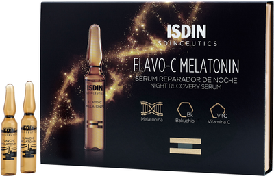 Сироватка для обличчя Isdin Isdinceutics Flavo-C Melatonin з вітаміном С нічна відновлювальна 10 х 2 мл (8429420138346)