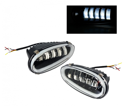 Led ПТФ противотуманные фары Daewoo Lanos Sens. ПТФ 5 линз 50W с ДХО. Стекло съемное. МЕТАЛЛ. Белый свет+ДХО Autoexpect (05828)