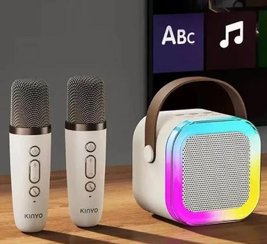Дитячий набір для Караоке Два бездротові мікрофони та Колонка з RGB підсвічуванням та Bluetooth