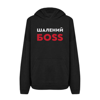 Худі з принтом ТiШОТКА Шалений Боss З гумором про HUGO BOSS L Чорний (1062881307)
