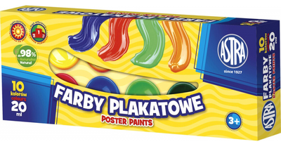 Farby plakatowe Astra 10 kolorów 20 ml (5901137087474)