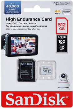 Karta pamięci SanDisk High Endurance microSDXC UHS-I 512GB Class 10 (SDSQQNR-512G-GN6IA)