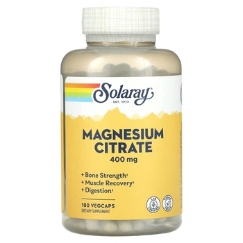 Магния цитрат 400 мг Solaray Magnesium Citrate для сердца и нервной системы 180 растительных капсул