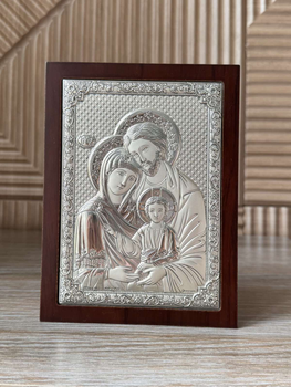 Срібна ікона Свята Родина (PD 257 E) 12*16 см