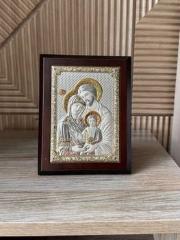 Серебряная икона Святое Семейство (PD 257 EO) 14*18 СМ