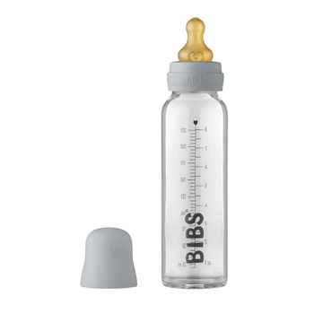 Скляна дитяча пляшечка BIBS Baby Glass Bottle повний комплект Cloud - 225ml -