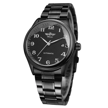 Годинник чоловічий Winner Handsome Elastic Black механічний з мінеральним склом з двома ремінцями 41 мм