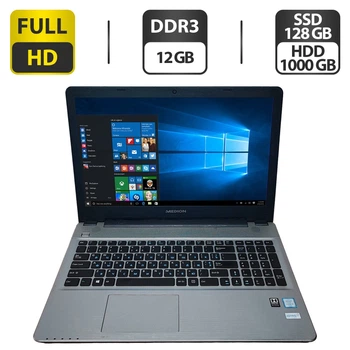 Ноутбук Б-класс Medion Akoya E6424 / 15.6" (1920x1080) TN / Intel Core i5-6267U (2 (4) ядра по 2.9 - 3.3 GHz) / 12 GB DDR3 / 128 GB SSD + 1000 GB HDD / Intel Iris Graphics 550 / WebCam б/у
