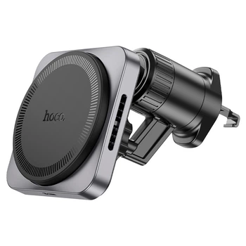Автомобільний тримач із бездротовою зарядкою Hoco HW15 Speed Magnetic (Air Outlet) Metal Gray
