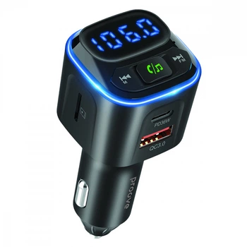 Автомобильный FM-трансмиттер модулятор АЗУ Proove FM Launcher Luxor (PD+QC3.0) Type-C+USB 36W black