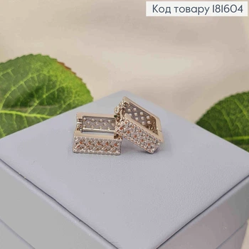 Серьги родованные квадратные "Ажурные", ширина 5мм, длина 1,4см, Xuping