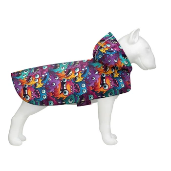 Дождевик-накидка с капюшоном для собак WAUDOG Clothes, рисунок "Зубаистые монстры", S, А 32-35 см, B 41-52 см, С 26-33 см