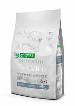 Корм Nature's Protection Superior Care White Dogs Grain Free White Fish Adult Large Breeds для собак великих порід з білим кольором вовни 1.5 кг