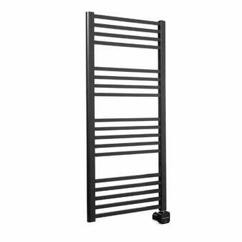 Електрична рушникосушка MAX,1200x500x80-92 mm, чорна матова структурна, тен (600 Вт)67x55x55mm,чорний матовий, прихований монтаж , праворуч + кріплення