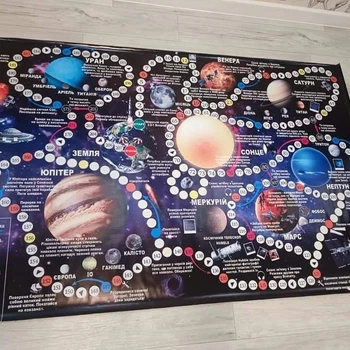 Настольная игра "Исследование Солнечной системы" 80х120см + кубики и фишки