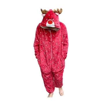 Пижама кигуруми женская Kigurumi Олень Рождественский XL (170 - 180 см) Малиновая