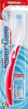 Зубная щетка Silver Care Plus Средней жесткости со сменной головкой Красная (4337) (8009312043486)