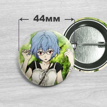 Значок Аянами Рей из аниме Евангелион / Evangelion 44мм №6