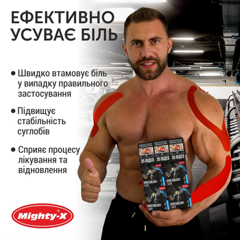 Кінезіо тейп спортивний Mighty-X 5 см х 5 м Кінезіотейп - The Best USA Kinesiology Tape Червоний