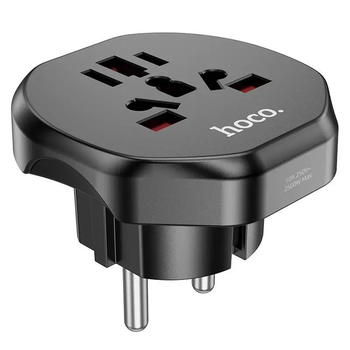 Сетевой адаптер HOCO AC6 Unimpeded universal conversion plug Black 6931474791511