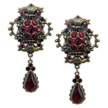 Серьги-клипсы "Королевский рубин" от Michal Negrin с кристаллами Swarovski