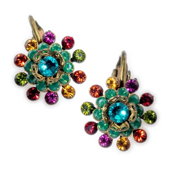 Серьги-клипсы "Цветочный калейдоскоп" от Michal Negrin с кристаллами Swarovski