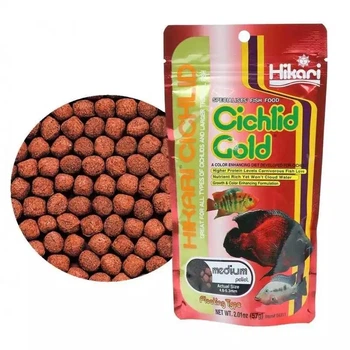 Корм Hikari Cichlid Gold (M) 250г, 4,8-5,3мм (гранулы) для улучшения цвета взрослых цихлид 15-30см