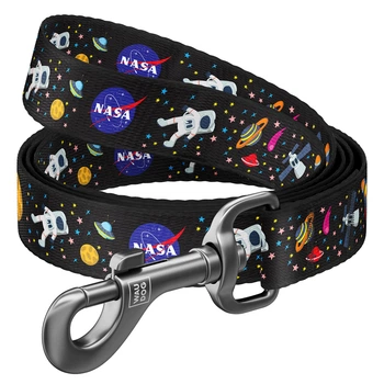 Поводок для собак нейлоновый WAUDOG Nylon NASA, S (15 мм × 122 см), металлический карабин, для собак, 4913