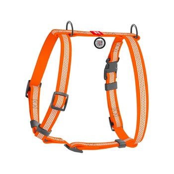 Шлея для собак водостійка анатомічна Н-подібна WAUDOG Waterproof з QR-паспортом світловідбивна пластикова пряжка-фастекс S Ш 15 мм А 28-42 см В 34-51 см помаранчевий