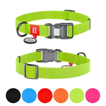 Ошейник для собак мелких пород WAUDOG Waterproof (Collartex) с QR-паспортом, пряжка-фастекс, водонепроницаемый, регулируемый 25–35 см, ш 15 мм, салатовый, S, арт. 27395