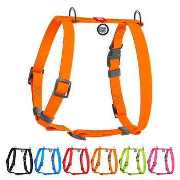 Шлейка для собак L (середні та великі породи) WAUDOG Waterproof – помаранчевий, водостійка анатомічна H-подібна, Collartex, пластикова пряжка-фастекс, QR-паспорт, стрічка 25 мм, обхват шиї 50–85 см, грудей 60–100 см, арт. 32634