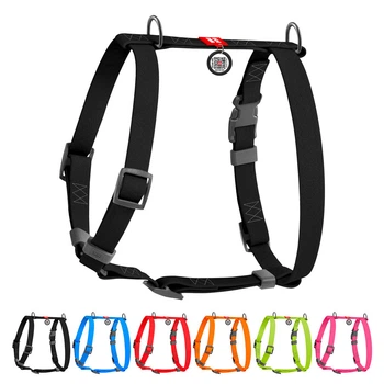 Шлейка для собак S (для малих порід) WAUDOG Waterproof – чорний, водостійка анатомічна H-подібна, Collartex, пластикова пряжка-фастекс, QR-паспорт, стрічка 15 мм, обхват шиї 28–42 см, грудей 34–51 см, арт. 32941