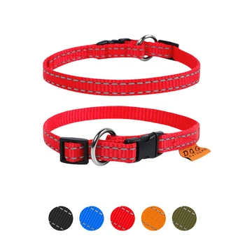 Ошейник для кошек и маленьких собак DOG Extreme регулируемый нейлоновый одинарный красный светоотражающий размер XS ширина 10 мм длина 20-30 см щенков котят йоркширских терьеров чихуахуа шпицев 42843