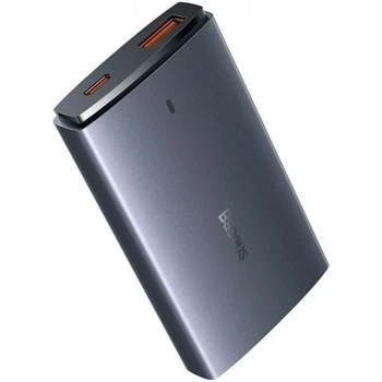 Блочок Baseus CCGP15011 GaN5 Pro Ultra-Slim QC 3.0/PD 65W 1USB-A/1Type-C в комплекте кабель Type-C to Type-C Gray